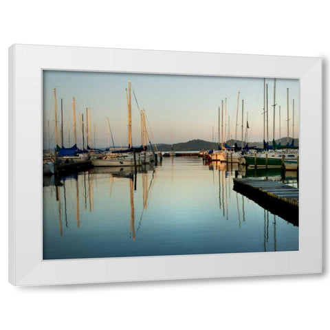 Marina Sundown II White Modern Wood Framed Art Print by Head, Danny
