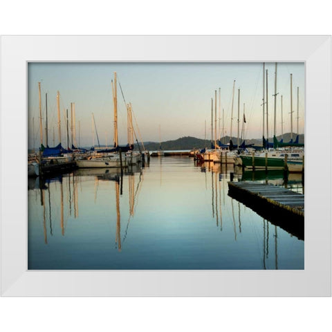 Marina Sundown II White Modern Wood Framed Art Print by Head, Danny