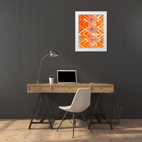 Orange Tribal I White Modern Wood Framed Art Print by Fuchs, Jodi