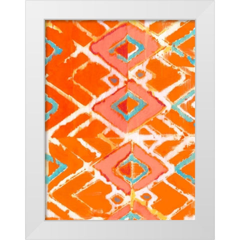 Orange Tribal I White Modern Wood Framed Art Print by Fuchs, Jodi