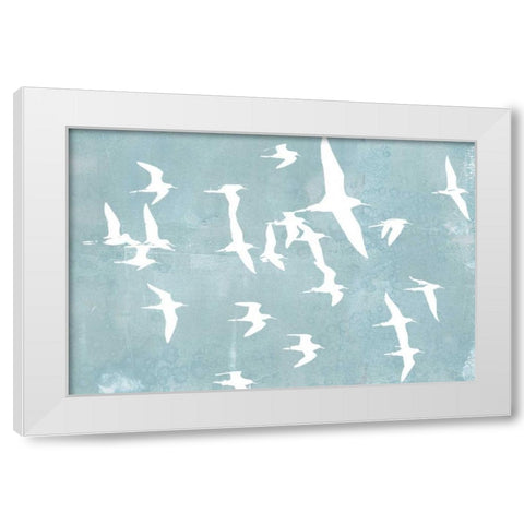 Silhouettes in Flight II White Modern Wood Framed Art Print by Goldberger, Jennifer