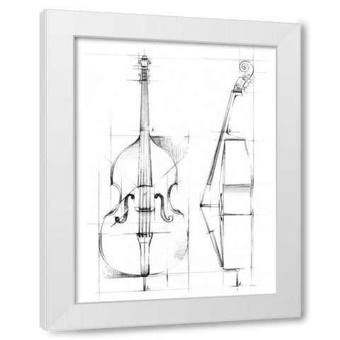 Bass Sketch White Modern Wood Framed Art Print by Harper, Ethan