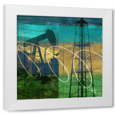 Oil Rig and Oil Well Collage White Modern Wood Framed Art Print by Jasper, Sisa