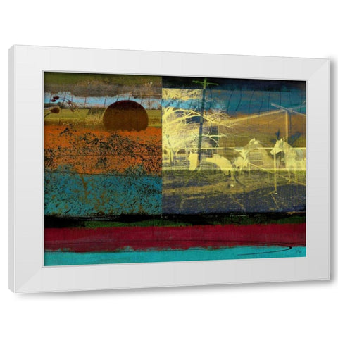 Horse and Hay Collage White Modern Wood Framed Art Print by Jasper, Sisa