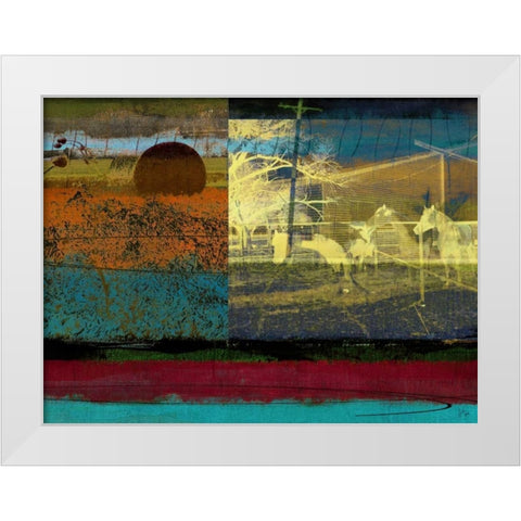 Horse and Hay Collage White Modern Wood Framed Art Print by Jasper, Sisa