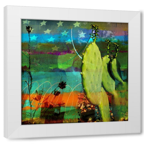 Cactus and Flag Collage White Modern Wood Framed Art Print by Jasper, Sisa