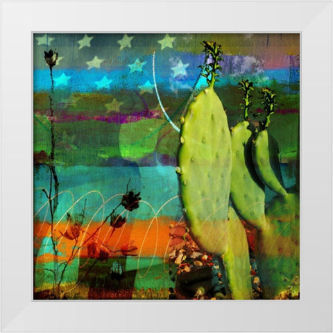 Cactus and Flag Collage White Modern Wood Framed Art Print by Jasper, Sisa