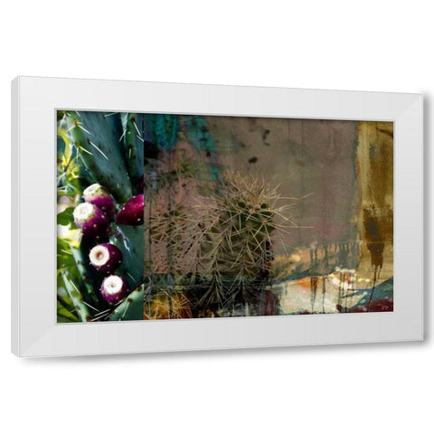 Texas Cactus Collage White Modern Wood Framed Art Print by Jasper, Sisa