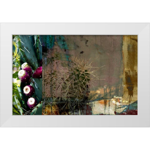 Texas Cactus Collage White Modern Wood Framed Art Print by Jasper, Sisa