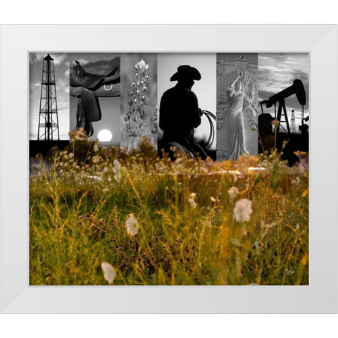 Western Collage White Modern Wood Framed Art Print by Jasper, Sisa