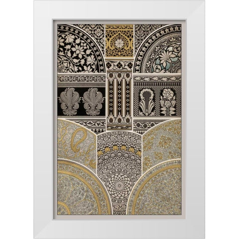 Ornament in Gold and Silver I White Modern Wood Framed Art Print by Vision Studio