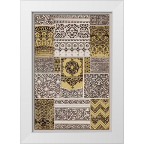 Ornament in Gold and Silver II White Modern Wood Framed Art Print by Vision Studio