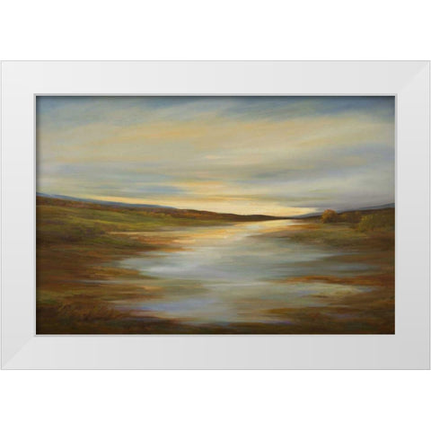 Meadow Sunset White Modern Wood Framed Art Print by Finch, Sheila