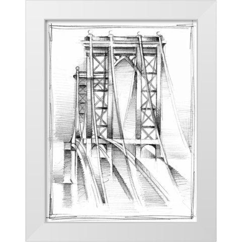 Art Deco Bridge Study I White Modern Wood Framed Art Print by Harper, Ethan