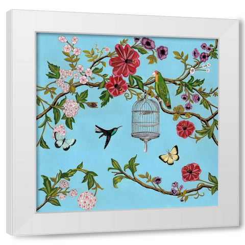 Bird Song Chinoiserie I White Modern Wood Framed Art Print by McCavitt, Naomi