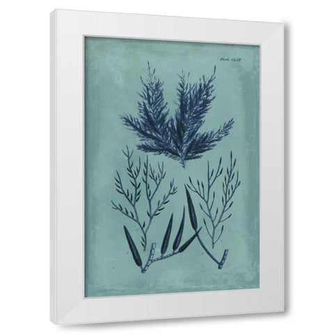 Indigo and Azure Seaweed I White Modern Wood Framed Art Print by Vision Studio