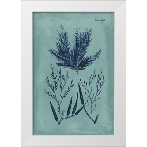 Indigo and Azure Seaweed I White Modern Wood Framed Art Print by Vision Studio