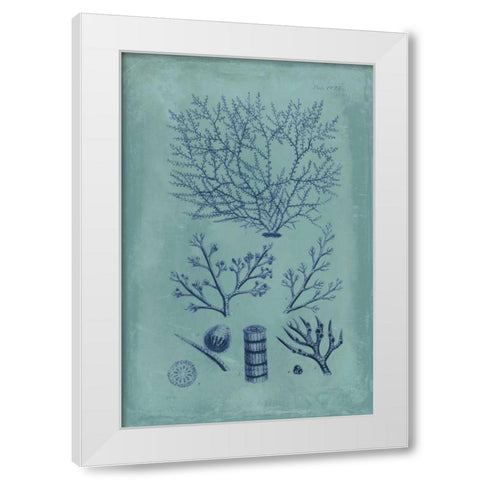 Indigo and Azure Seaweed III White Modern Wood Framed Art Print by Vision Studio