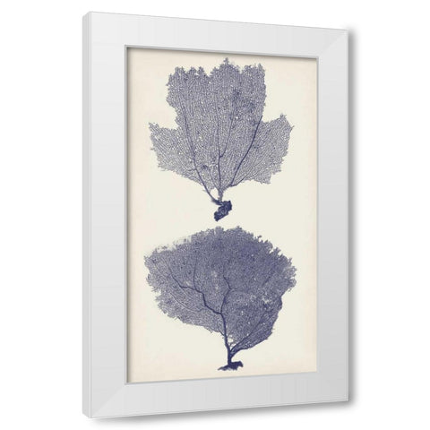 Indigo Seafans I White Modern Wood Framed Art Print by Vision Studio