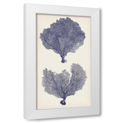 Indigo Seafans II White Modern Wood Framed Art Print by Vision Studio