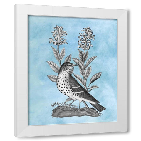 Bird on Blue I White Modern Wood Framed Art Print by McCavitt, Naomi