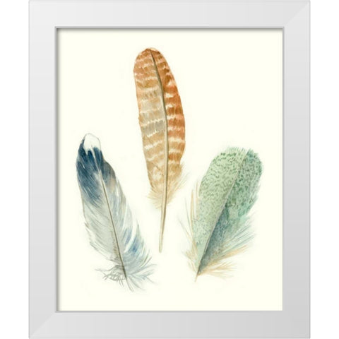 Watercolor Feathers IV White Modern Wood Framed Art Print by Marie, Meg