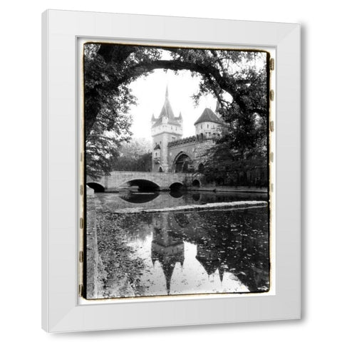 Castle Reflections, Vajdahunyad White Modern Wood Framed Art Print by DeNardo, Laura