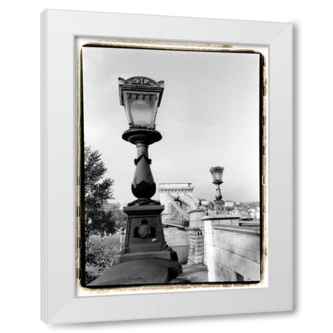 Chain Bridge over the Danube River White Modern Wood Framed Art Print by DeNardo, Laura