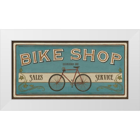 Bike Shop I White Modern Wood Framed Art Print by Vess, June Erica