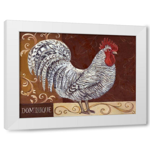 Rustic Roosters I White Modern Wood Framed Art Print by Kasun, Theresa