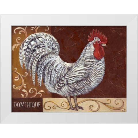 Rustic Roosters I White Modern Wood Framed Art Print by Kasun, Theresa