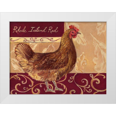 Rustic Roosters III White Modern Wood Framed Art Print by Kasun, Theresa