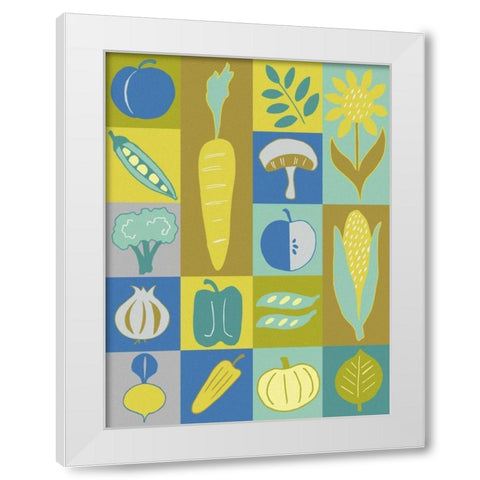 Veggie Blocks II White Modern Wood Framed Art Print by Zarris, Chariklia