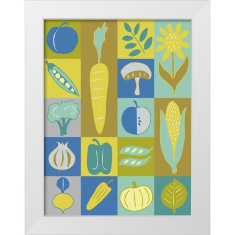 Veggie Blocks II White Modern Wood Framed Art Print by Zarris, Chariklia