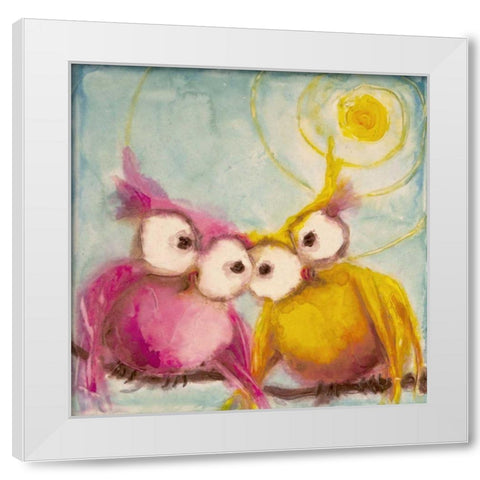 Hoo Loves You White Modern Wood Framed Art Print by Quin, Marabeth