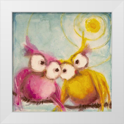 Hoo Loves You White Modern Wood Framed Art Print by Quin, Marabeth