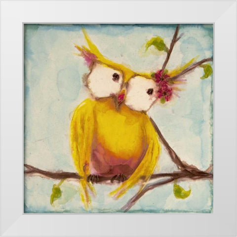 Miss Hoo White Modern Wood Framed Art Print by Quin, Marabeth