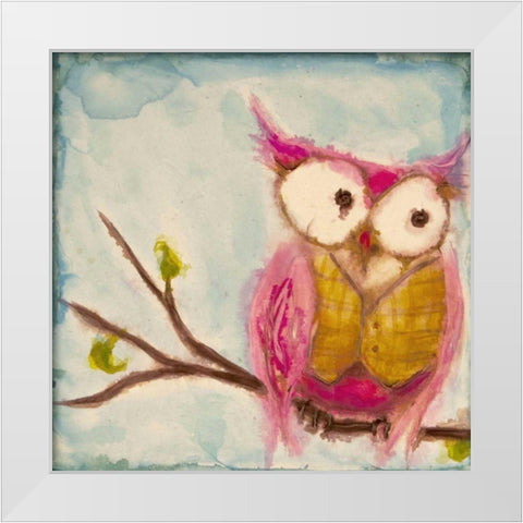 Mr. Hoo White Modern Wood Framed Art Print by Quin, Marabeth