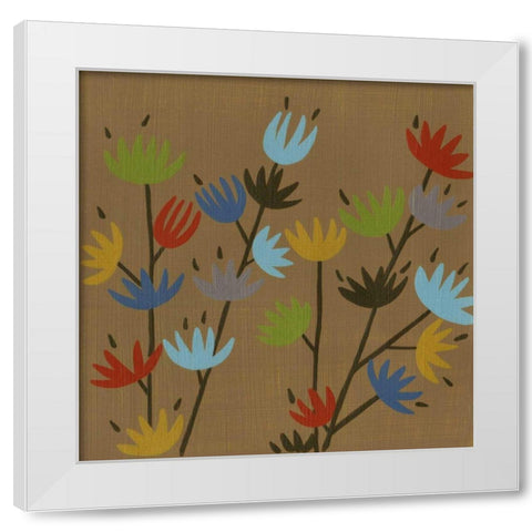 Retro Blossoms II White Modern Wood Framed Art Print by Zarris, Chariklia