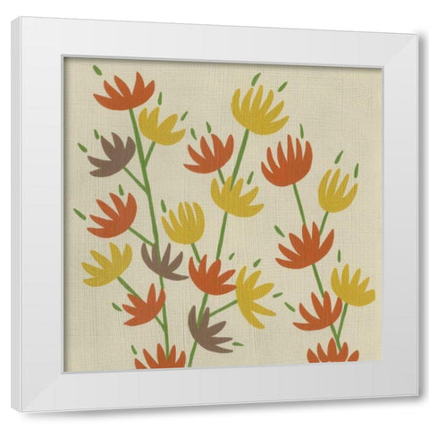 Retro Blossoms IV White Modern Wood Framed Art Print by Zarris, Chariklia