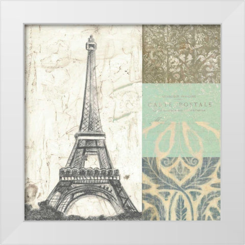 Paris Tapestry I White Modern Wood Framed Art Print by Vision Studio