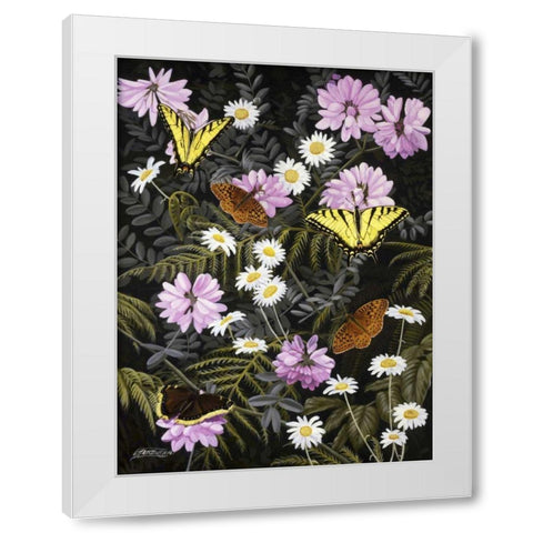 Tapestry of Butterflies White Modern Wood Framed Art Print by Szatkowski, Fred