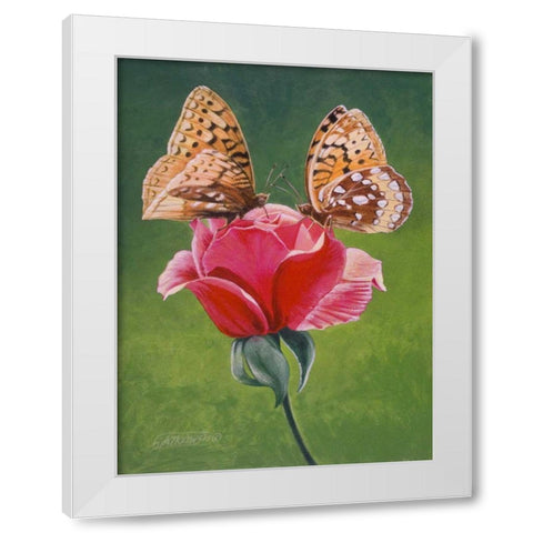 Sharing a Rose White Modern Wood Framed Art Print by Szatkowski, Fred