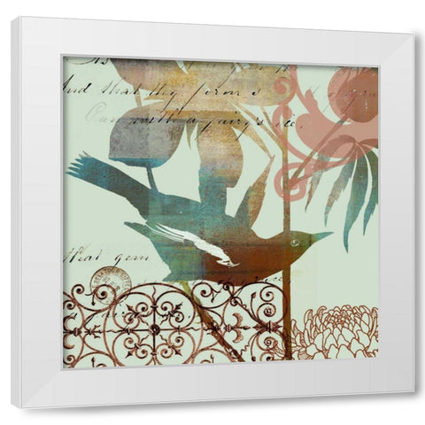 Fanciful Bird I White Modern Wood Framed Art Print by Green-Aldridge, W.