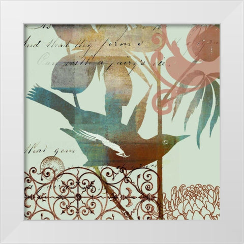 Fanciful Bird I White Modern Wood Framed Art Print by Green-Aldridge, W.