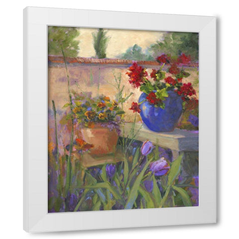 Geranium Awakening White Modern Wood Framed Art Print by Oleson, Nanette