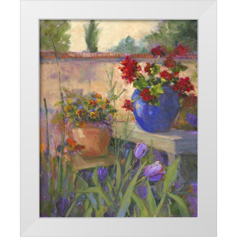 Geranium Awakening White Modern Wood Framed Art Print by Oleson, Nanette