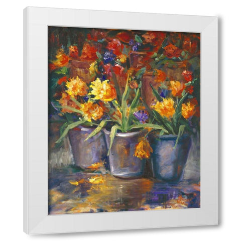 Flower Fiesta White Modern Wood Framed Art Print by Oleson, Nanette