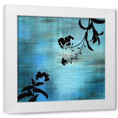 Aqua Floral I White Modern Wood Framed Art Print by Burghardt, James