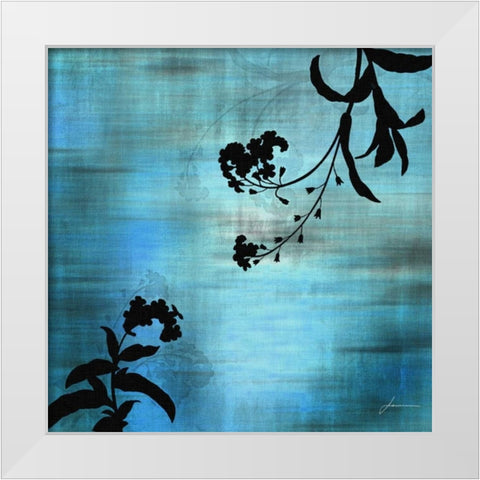 Aqua Floral I White Modern Wood Framed Art Print by Burghardt, James